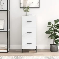 vidaXL Byråer>Skåp vit högglans 34,5x34x90 cm konstruerat trä