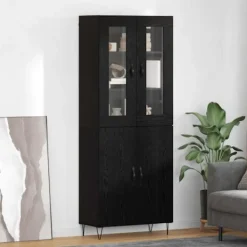 vidaXL Skåp>Skåp Vit och svart ek 69,5 x 34 x 180 cm Konstruerat trä