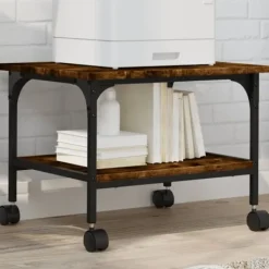 vidaXL Kontorsmöbler>Skrivarställ 2 hyllor rökfärgad ek 50x40x38 cm konstruerat trä