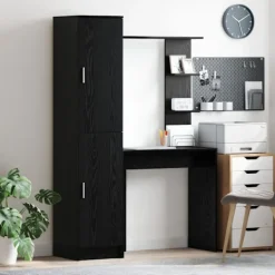 vidaXL Kontorsmöbler>Skrivbord 2 pcs Svart Ek