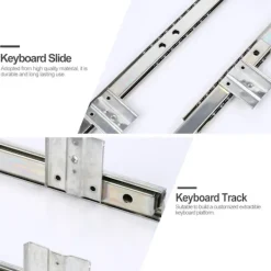 Kontorsmöbler>Skrivbordslåda för tangentbord, skena, skrivbordsbricka, glidskena, justerbar stål sidomontering, passar under skrivbord, datorskridskena