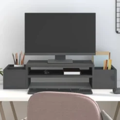 vidaXL Kontorsmöbler>Skärmställ grå 70x27,5x15 cm massiv furu