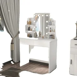 SupplySwap Sminkbord>Sminkbord, LED-spegel, 2 lådor, Vit