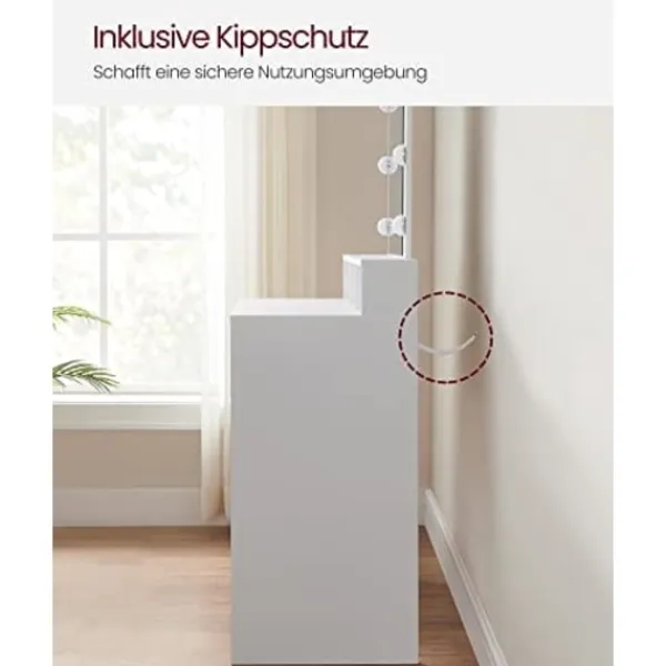 Pavil Sminkbord>Sminkbord med LED-belysning med 2 Lådor och 3 Öppna fack, Modern Toalettbord, Vitt