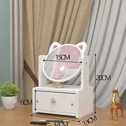 Sminkbord>Sminkorganisatör Kosmetikförvaring Displaylådor Med Spegel För Badrum, Byrå, Toaletbord Och Bänkskiva