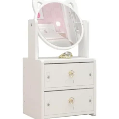 Sminkbord>Sminkspegel - Sminklåda - Kattöronsspegel - Vit