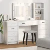 vidaXL Sminkbord>Smyckebord med spegelbelysning 3 pcs Vit Konstruerat trä