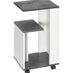 Northio Sängar>Sängbord Sidobord Med Hjul Soffbord Soffbord I Modern Design Soffbord Med 3 Hyllplan För Sovrum Vardagsrum Grå Vit