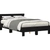vidaXL Sängar>Sängram med huvudgavel Svart ek 135 x 190 cm Konstruerat trä