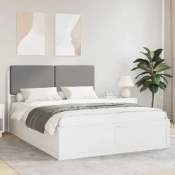 vidaXL Sängar>Sängram med Klädd Huvudgavel Ljusgrå 180 x 200 cm Massiv furu