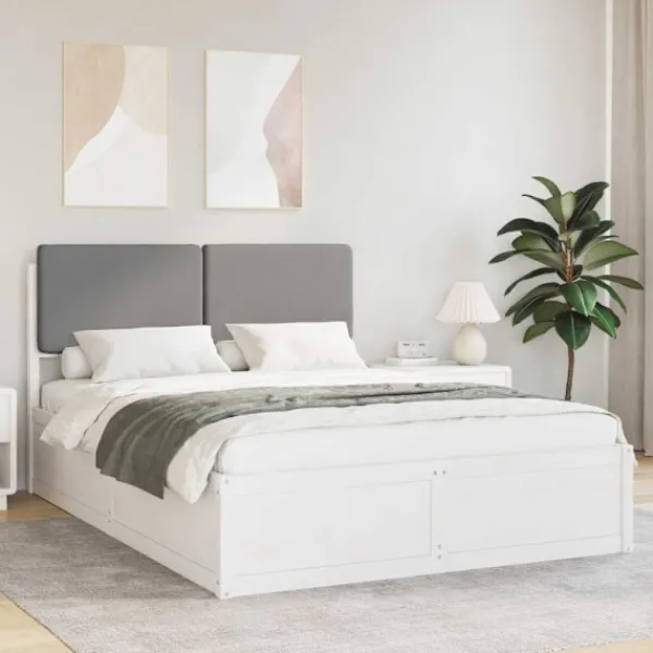 vidaXL Sängar>Sängram med Klädd Huvudgavel Ljusgrå 180 x 200 cm Massiv furu