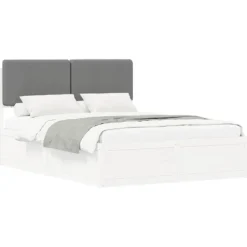 vidaXL Sängar>Sängram med Klädd Huvudgavel Ljusgrå 180 x 200 cm Massiv furu