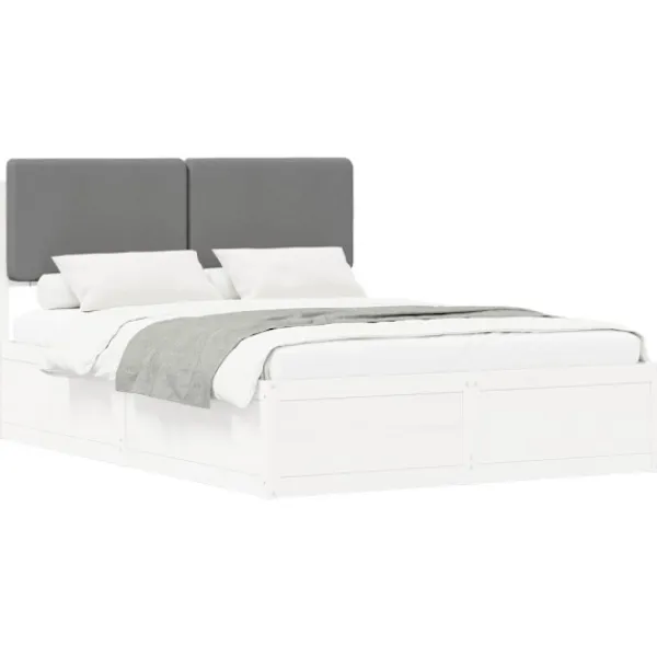 vidaXL Sängar>Sängram med Klädd Huvudgavel Ljusgrå 180 x 200 cm Massiv furu