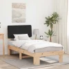 vidaXL Sängar>Sängram med Klädd Huvudgavel Svart 90 x 200 cm Massiv furu