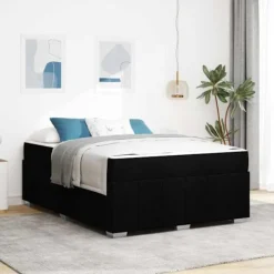 vidaXL Sängar>Sängram med madrass Svart 140 x 200 cm tyg