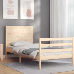 vidaXL Sängar>Sängram med sänggavel massivt trä