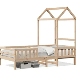 vidaXL Sängar>Sängram med tak 75x190 cm massiv furu