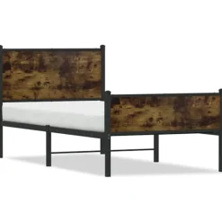 vidaXL Sängar>Sängram utan madrass metall rökfärgad ek 75x190 cm