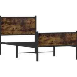 vidaXL Sängar>Sängram utan madrass metall rökfärgad ek 75x190 cm