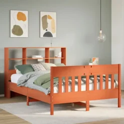 vidaXL Sängar>Sängram utan madrass vaxbrun 140x190 cm massiv furu