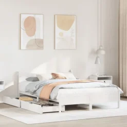 vidaXL Sängar>Sängram utan madrass vit 140x190 cm massiv furu