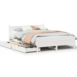 vidaXL Sängar>Sängram utan madrass vit 140x190 cm massiv furu