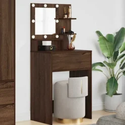 vidaXL Sminkbord>Sängrum Smyckesbord Brun Ek 80 x 39,6 x 135 cm Konstruerat trä