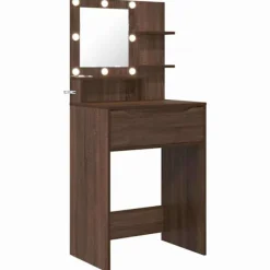 vidaXL Sminkbord>Sängrum Smyckesbord Brun Ek 80 x 39,6 x 135 cm Konstruerat trä