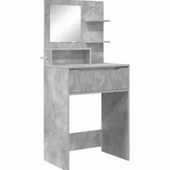 vidaXL Sminkbord>Sängrum Smyckesbord med låda Betonggrå 80 x 39,6 x 135 cm