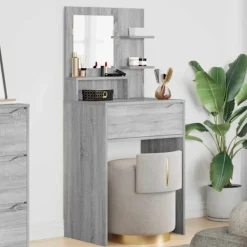 vidaXL Sminkbord>Sängrum Smyckesbord med låda Grå Sonoma 80 x 39,6 x 135 cm