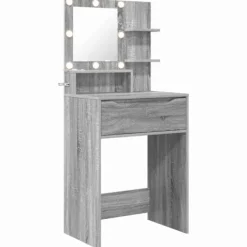 vidaXL Sminkbord>Sängrum Smyckesbord med låda Grå Sonoma 80 x 39,6 x 135 cm