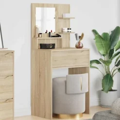 vidaXL Sminkbord>Sängrum Smyckesbord med låda Sonoma-ek 80 x 39,6 x 135 cm