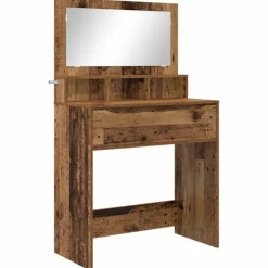 vidaXL Sminkbord>Sängrum Smyckesbord med låda Gammalt trä 80 x 39,6 x 135 cm