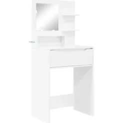 vidaXL Sminkbord>Sängrum Smyckesbord med låda Högblanka vita 80 x 39,6 x 135 cm