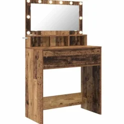 vidaXL Sminkbord>Sängrum Smyckesbord med låda Gammalt trä 80 x 39,6 x 135 cm