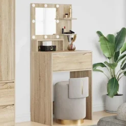 vidaXL Sminkbord>Sängrum Smyckesbord med låda Sonoma-ek 80 x 39,6 x 135 cm