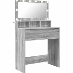 vidaXL Sminkbord>Sängrum Smyckesbord med låda Grå Sonoma 80 x 39,6 x 135 cm