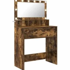 vidaXL Sminkbord>Sängrum Smyckesbord Rökt ek 80 x 39,6 x 135 cm Konstruerat trä