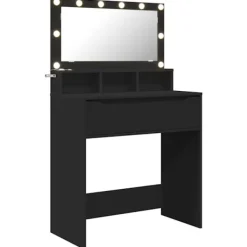 vidaXL Sminkbord>Sängrum Smyckesbord Svart 80 x 39,6 x 135 cm Konstruerat trä
