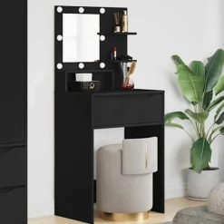 vidaXL Sminkbord>Sängrum Smyckesbord Svart 80 x 39,6 x 135 cm Konstruerat trä