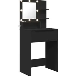 vidaXL Sminkbord>Sängrum Smyckesbord Svart 80 x 39,6 x 135 cm Konstruerat trä