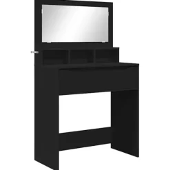 vidaXL Sminkbord>Sängrum Smyckesbord Svart 80 x 39,6 x 135 cm Konstruerat trä