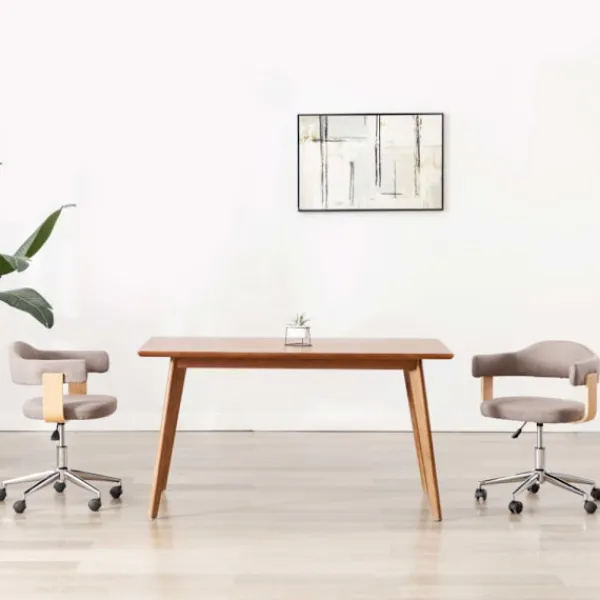 vidaXL Matgrupper>Snurrbara matstolar 2 st taupe böjträ och tyg