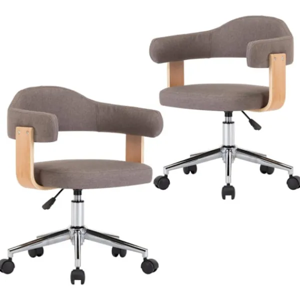 vidaXL Matgrupper>Snurrbara matstolar 2 st taupe böjträ och tyg