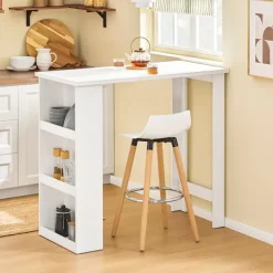 SoBuy Balkongmöbler>Barbord med 3 hyllor i vitt 112x57x106cm, modern FWT17-II-W