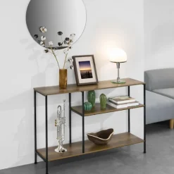 SoBuy Småbord>Entrékonsol med 3 hyllor i mörkbrun 120x30x79.5cm, vintage FSB35-PF