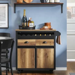 SoBuy Köksö>Köksö med 1 låda i svart 89.5x40x87.5cm, industriell FKW122-SCH