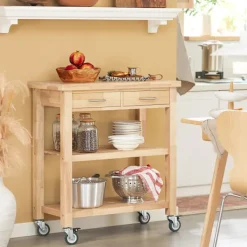 SoBuy Köksö>Köksö med 1 låda i träfärg 80x40x90cm, klassisk FKW24-N