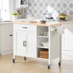 SoBuy Köksö>Köksö med 1 låda i träfärg 108x48x89cm, modern FKW103-WN