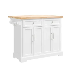 SoBuy Köksö>Köksö med 2 lådor i vit 115x71x92.5cm, vintage FKW71-II-WN